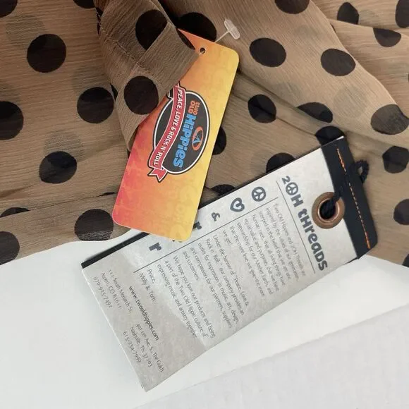 New 2OH Threads Blouse Top, Large, Khaki Polkadot, 2W39003, Button Up - Picture 5 of 9